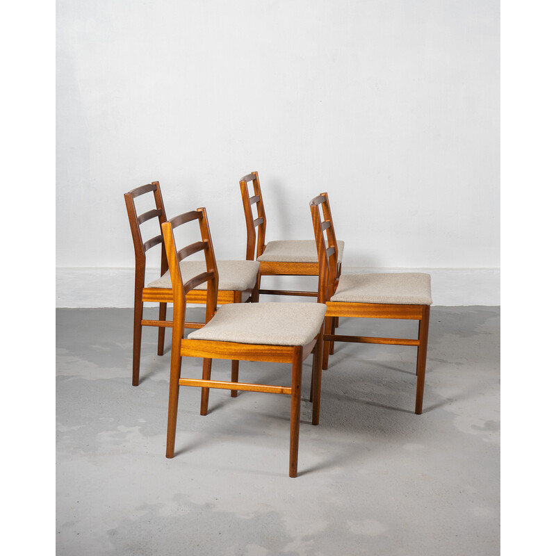 Set of 4 vintage teak and grey wool dining chairs by A.H. Mcintosh and Co, UK 1970