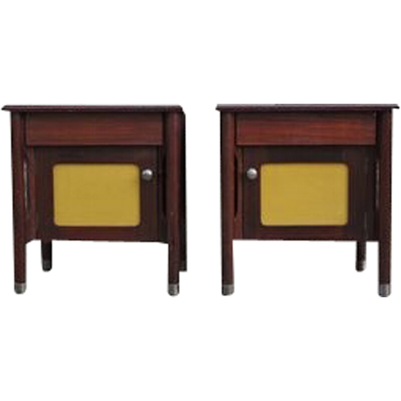 Pair of vintage rosewood consoles, Italy 1970