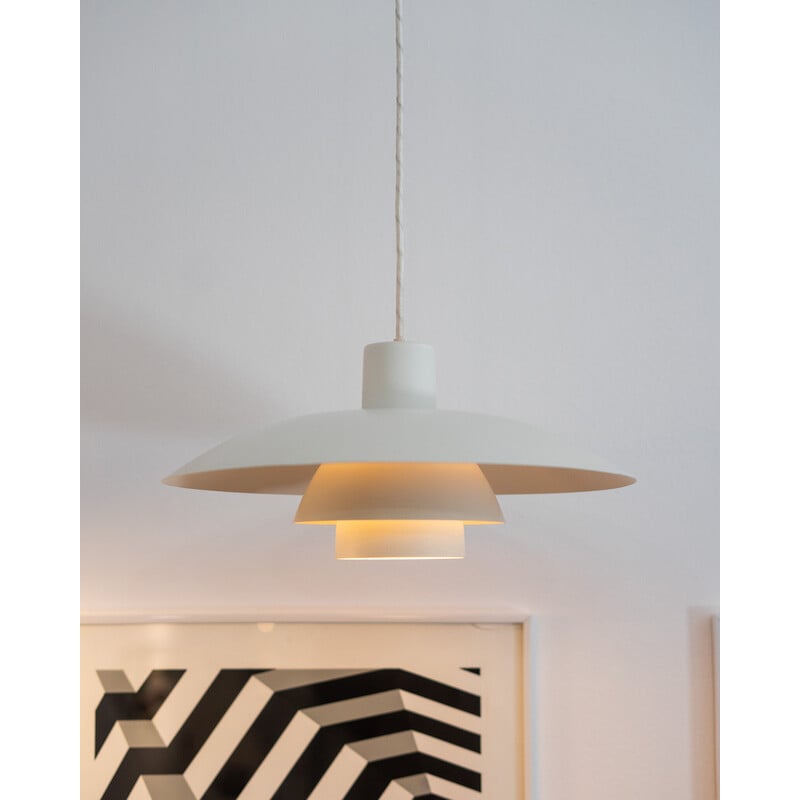 Vintage witte en oranje Ph 4/3 hanglamp van Poul Henningsen voor Louis Poulsen, Denemarken 1971