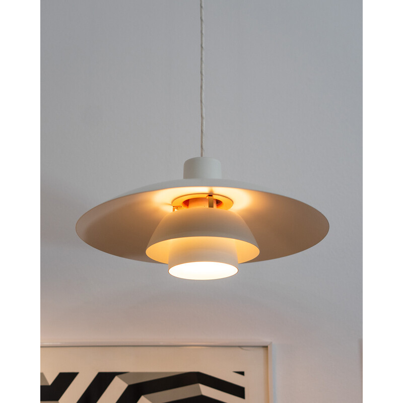 Vintage white and orange Ph 4/3 pendant lamp by Poul Henningsen for Louis Poulsen, Denmark 1971