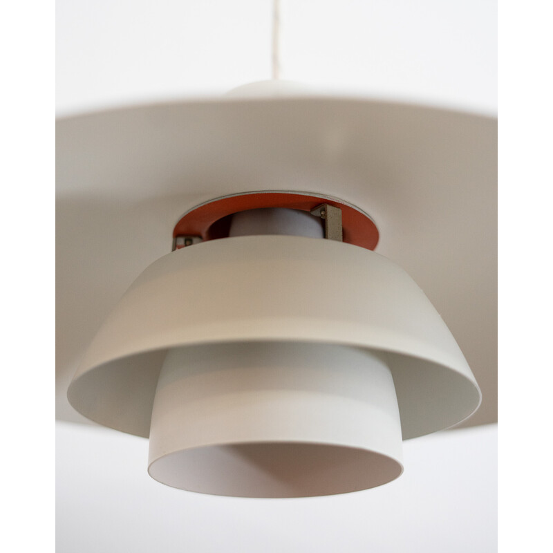 Vintage witte en oranje Ph 4/3 hanglamp van Poul Henningsen voor Louis Poulsen, Denemarken 1971