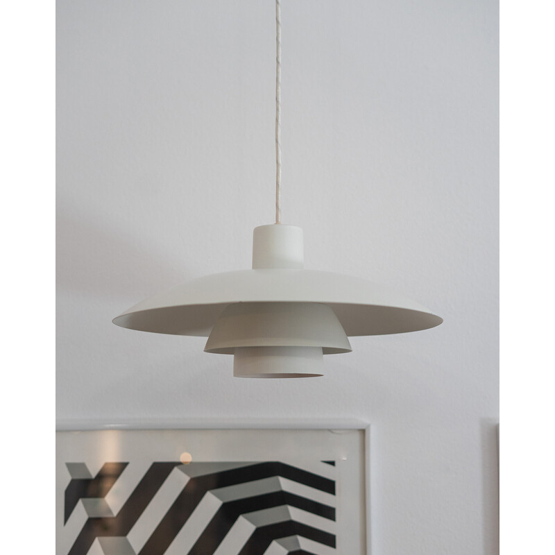 Vintage witte en oranje Ph 4/3 hanglamp van Poul Henningsen voor Louis Poulsen, Denemarken 1971