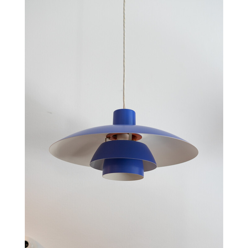 Vintage blauw en oranje Ph 4/3 hanglamp van Poul Henningsen voor Louis Poulsen, Denemarken 1971