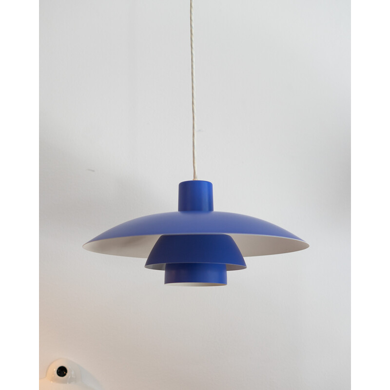 Vintage blauw en oranje Ph 4/3 hanglamp van Poul Henningsen voor Louis Poulsen, Denemarken 1971