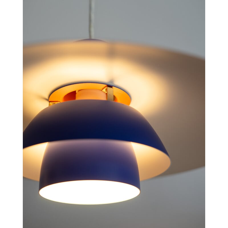 Vintage blauw en oranje Ph 4/3 hanglamp van Poul Henningsen voor Louis Poulsen, Denemarken 1971