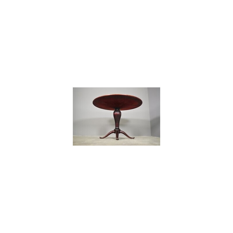 Mesa de centro redonda em mogno vintage de Paolo Buffa, anos 50