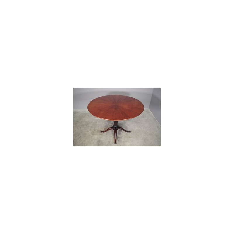 Mesa de centro redonda vintage de caoba de Paolo Buffa, años 50