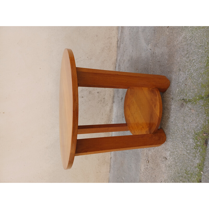 Vintage Art Deco pedestal table in light oakwood