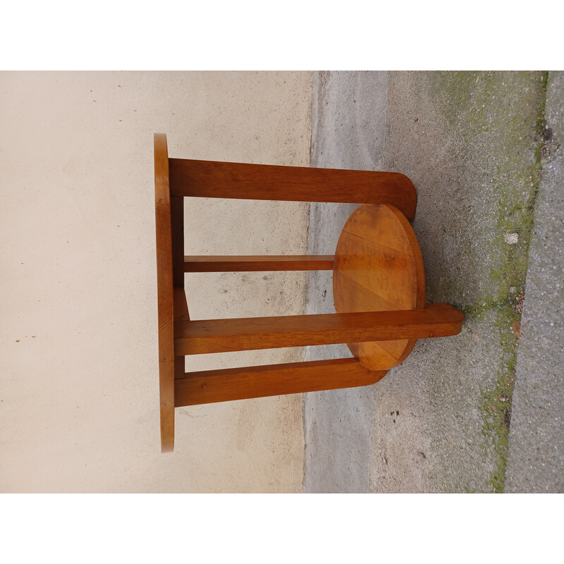 Vintage Art Deco pedestal table in light oakwood