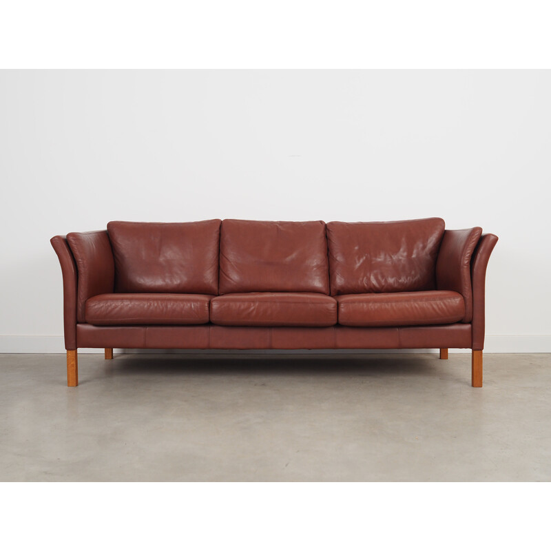 Vintage brown leather sofa, Denmark 1960s