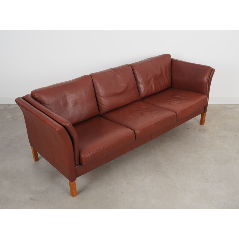 Vintage brown leather sofa, Denmark 1960s