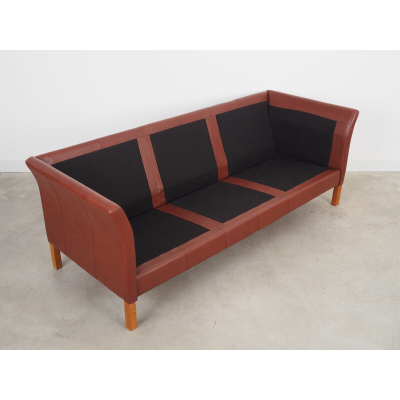 Vintage brown leather sofa, Denmark 1960s