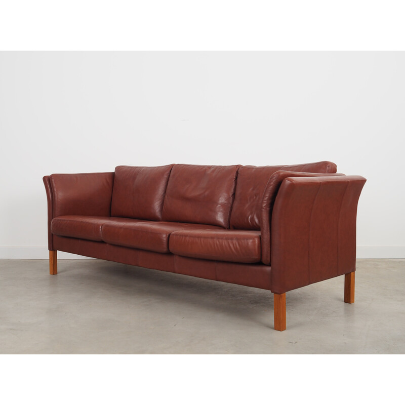 Vintage brown leather sofa, Denmark 1960s