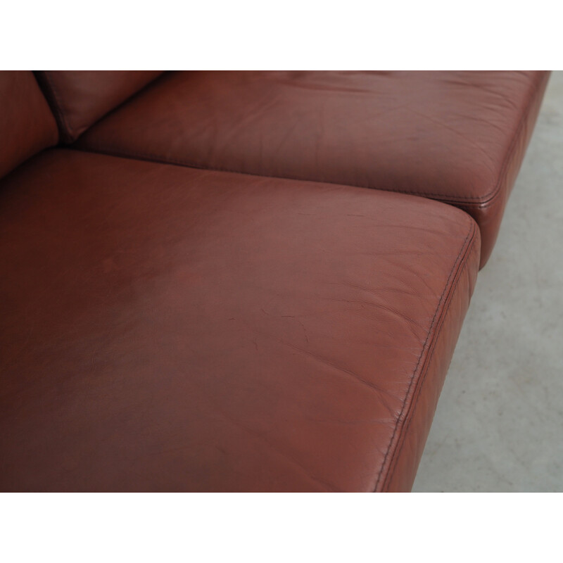 Vintage brown leather sofa, Denmark 1960s