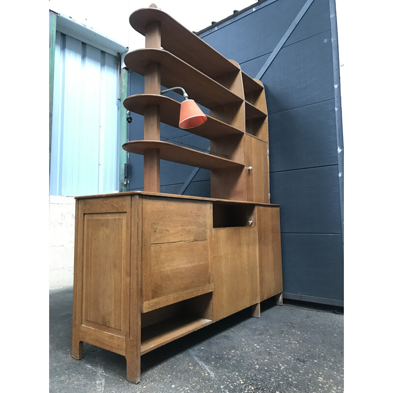 Oakwood bookcase by René Jean Caillette - 1960s