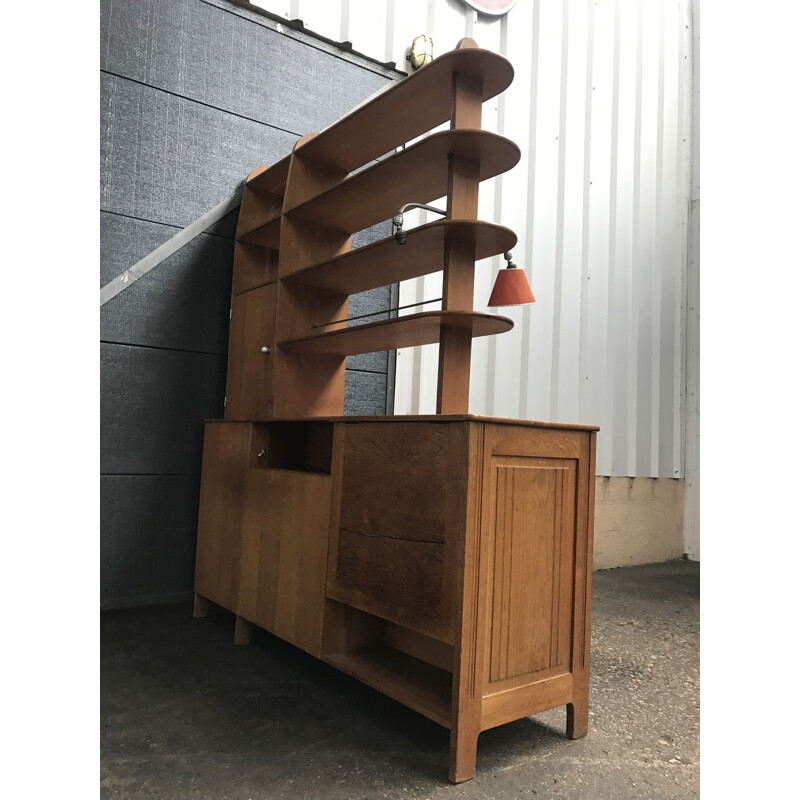 Oakwood bookcase by René Jean Caillette - 1960s