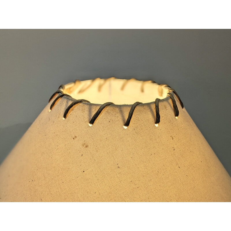 Memento Vintage - Lampe des potiers d'Accolay, circa 1960. Abat-jour en  résine et corde, lampe en céramique incrustée de résine cépamine colorée.  Double éclairage, fonctionne avec une ampoule à vis de type