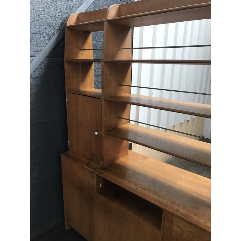 Oakwood bookcase by René Jean Caillette - 1960s