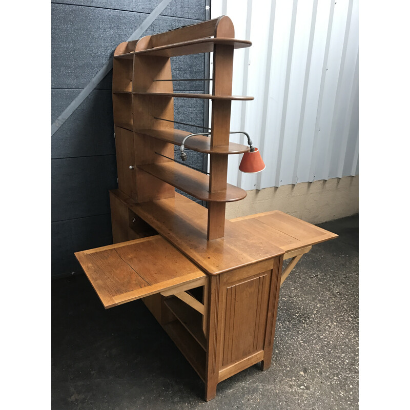 Oakwood bookcase by René Jean Caillette - 1960s