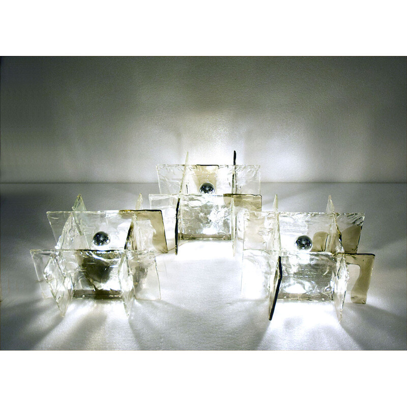 Set van 3 vintage wandlampen van Carlo Nason voor Mazzega Murano, 1970