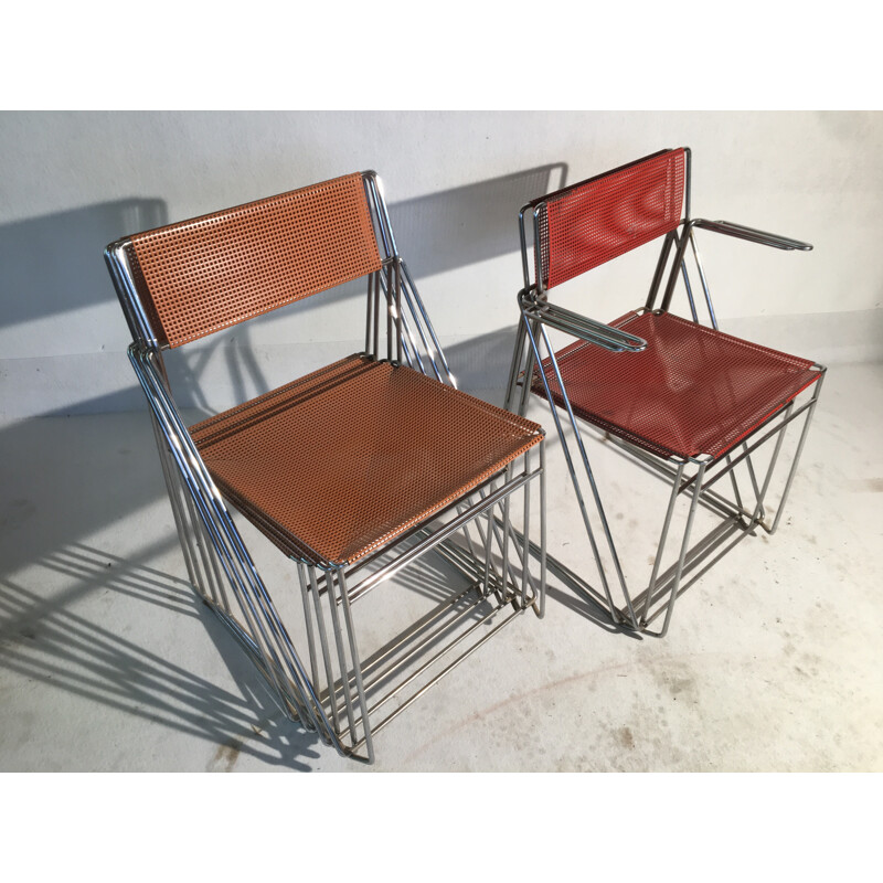 Set of chairs and armchairs by Niels Jorgen Haugesen for Nybodann - 1970s