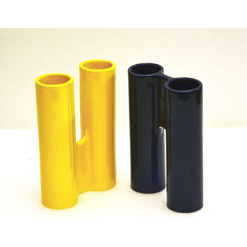 Vintage interlocking ceramic vases by Enzo Bioli for Il Picchio, 1970s