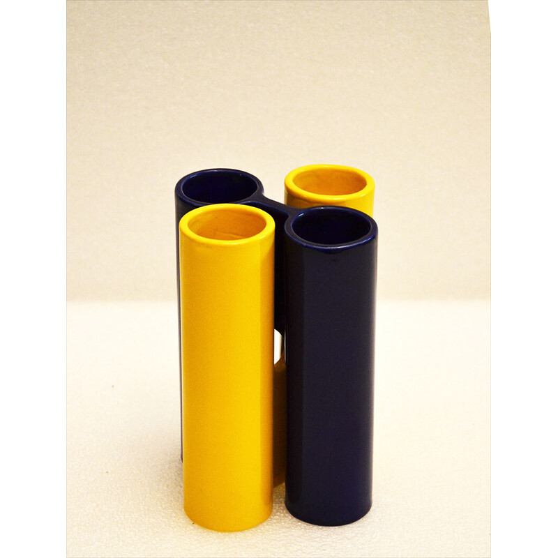 Vintage interlocking ceramic vases by Enzo Bioli for Il Picchio, 1970s