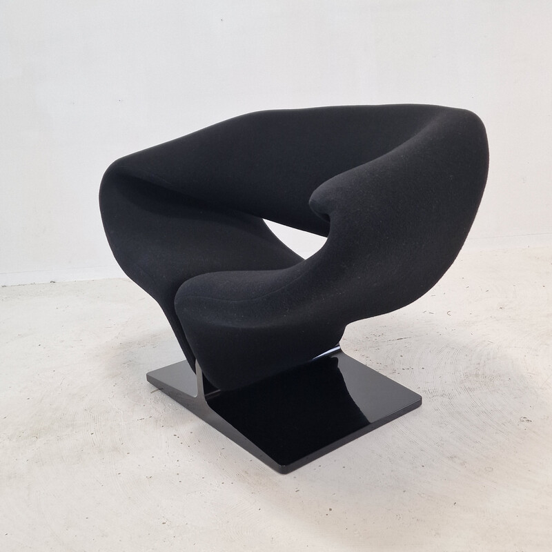 Vintage Ribbon fauteuil en poef van Pierre Paulin voor Artifort, 1980