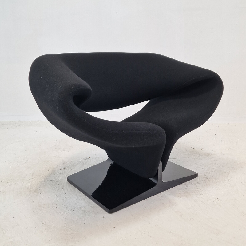 Vintage Ribbon fauteuil en poef van Pierre Paulin voor Artifort, 1980