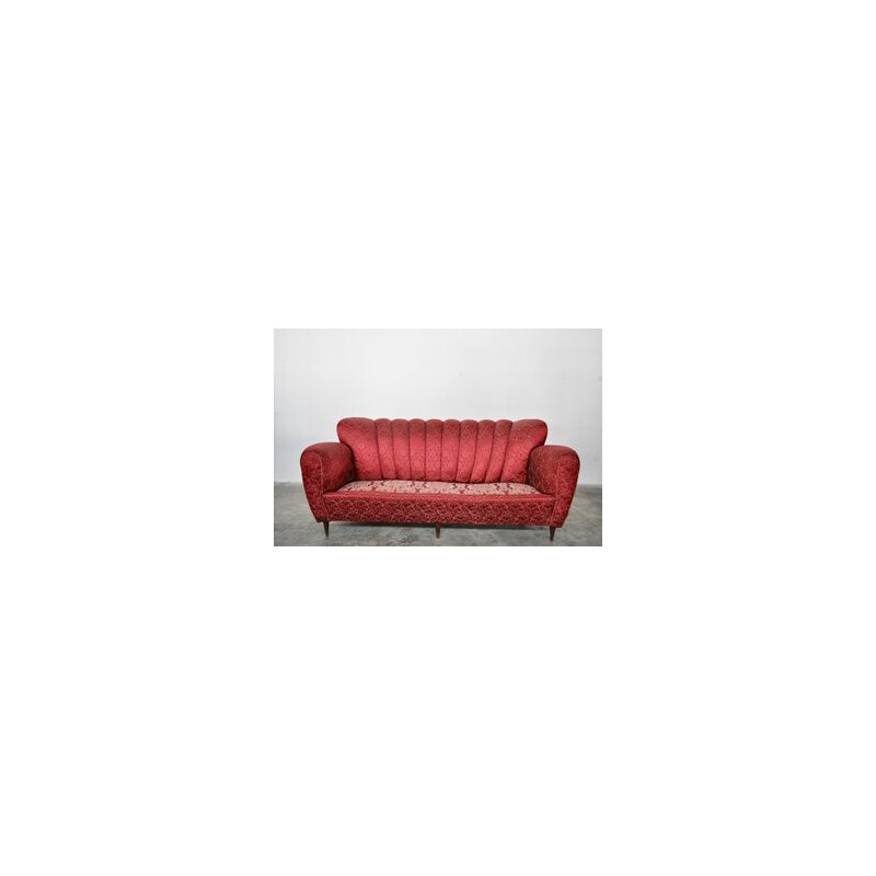 Mid-century Italian red and gold 3-seater sofa by Paolo Buffa, 1950s