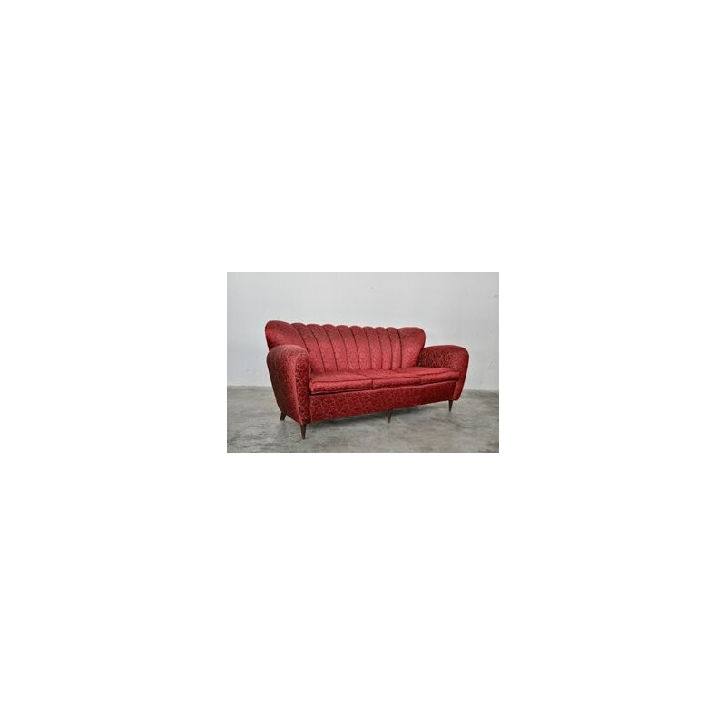 Mid-century Italian red and gold 3-seater sofa by Paolo Buffa, 1950s