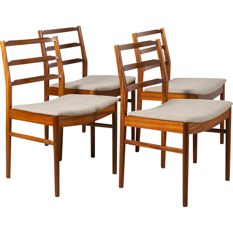 Set of 4 vintage teak and grey wool dining chairs by A.H. Mcintosh and Co, UK 1970
