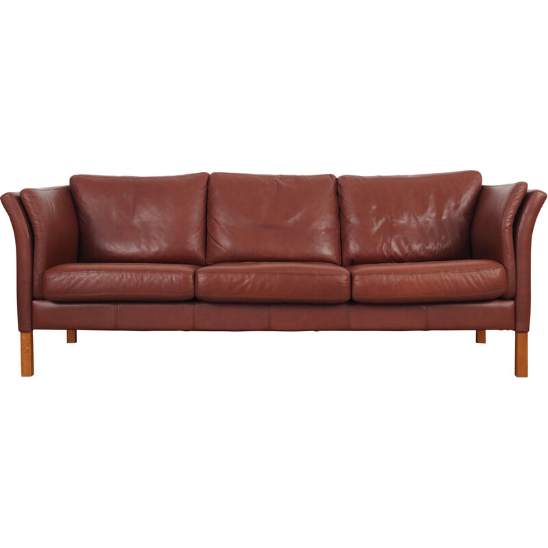 Vintage brown leather sofa, Denmark 1960s