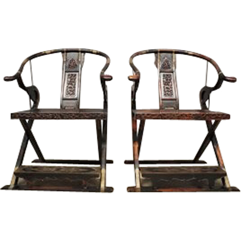 Pair of vintage folding thrones, 1920s