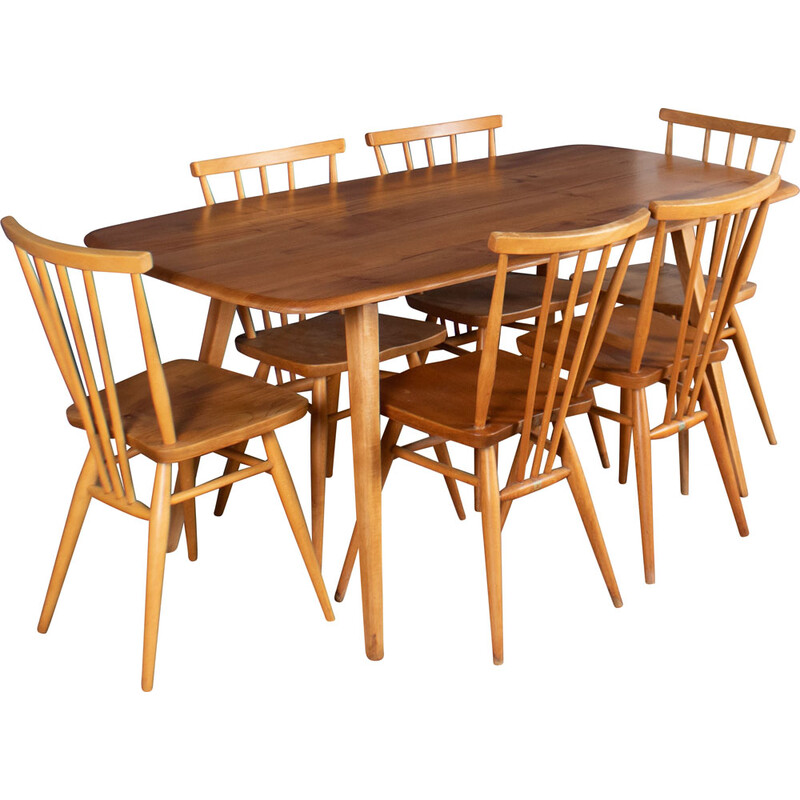 Ensemble à repas vintage en bois d'orme par Ercol