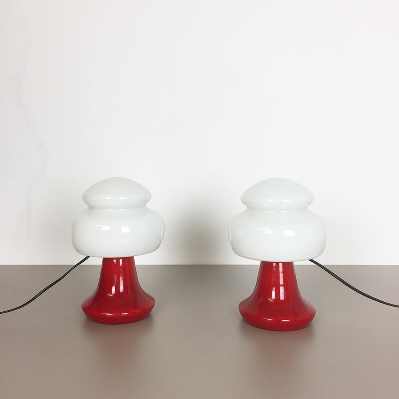 Set of 2 original swedish handblown glass desk lights - 1970s