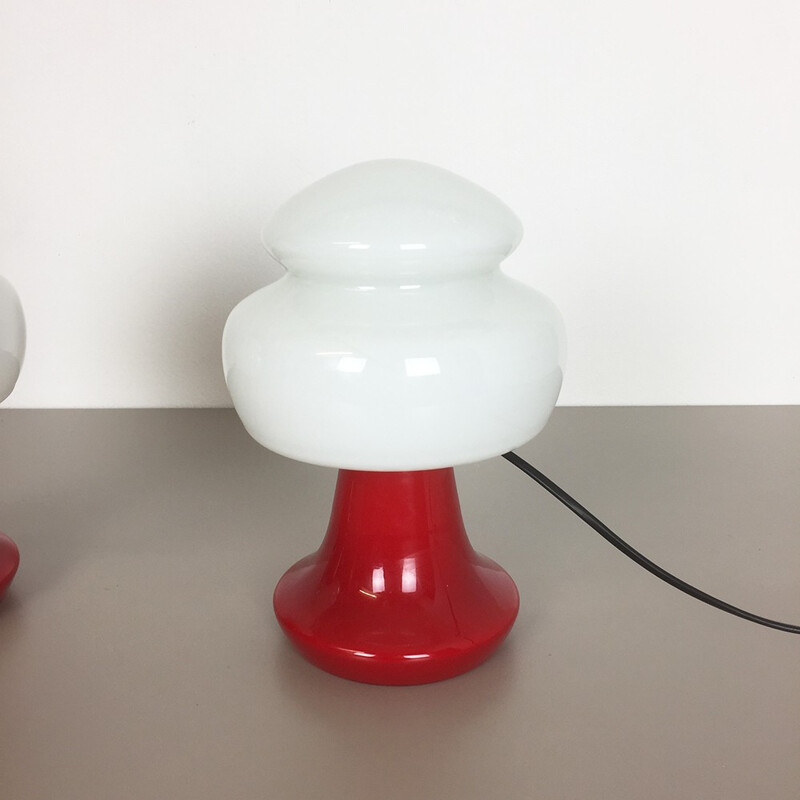 Set of 2 original swedish handblown glass desk lights - 1970s