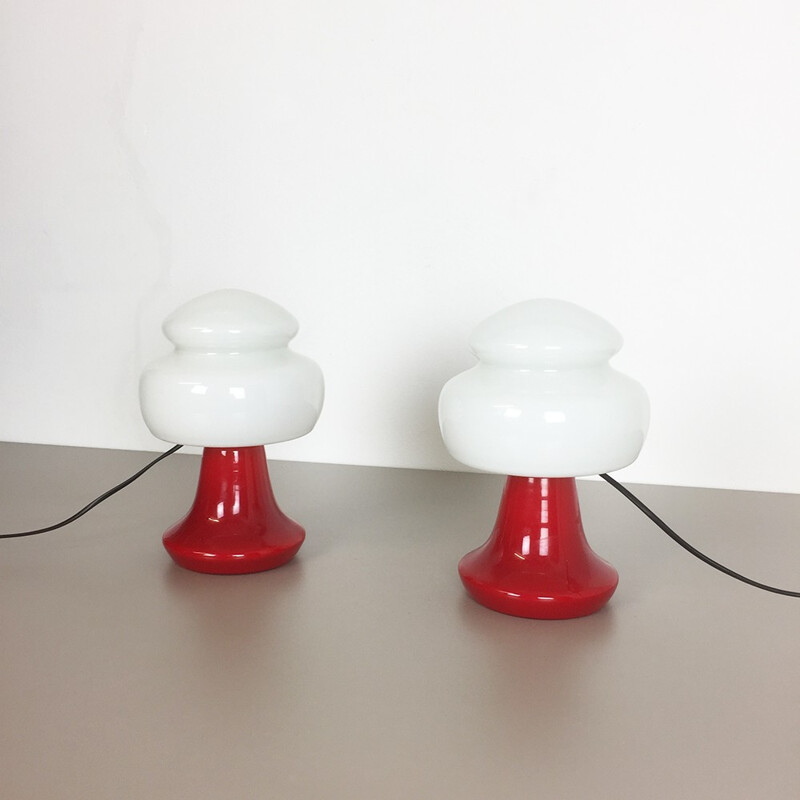 Ensemble de 2 lampes de bureau suédoises en verre - 1970