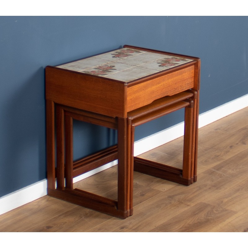 Vintage teak G Plan nesting tables with drawer, 1960s