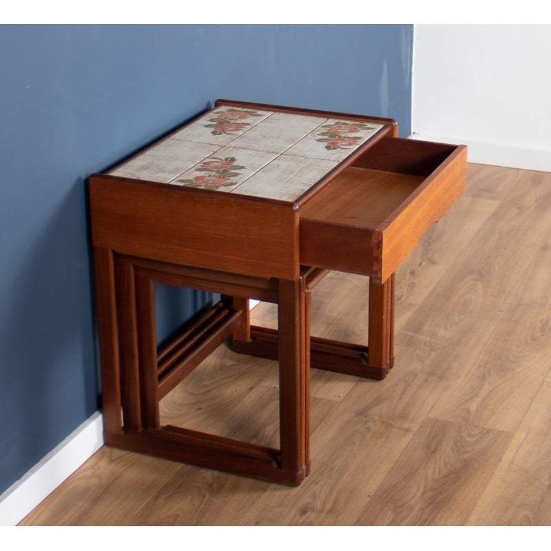 Vintage teak G Plan nesting tables with drawer, 1960s