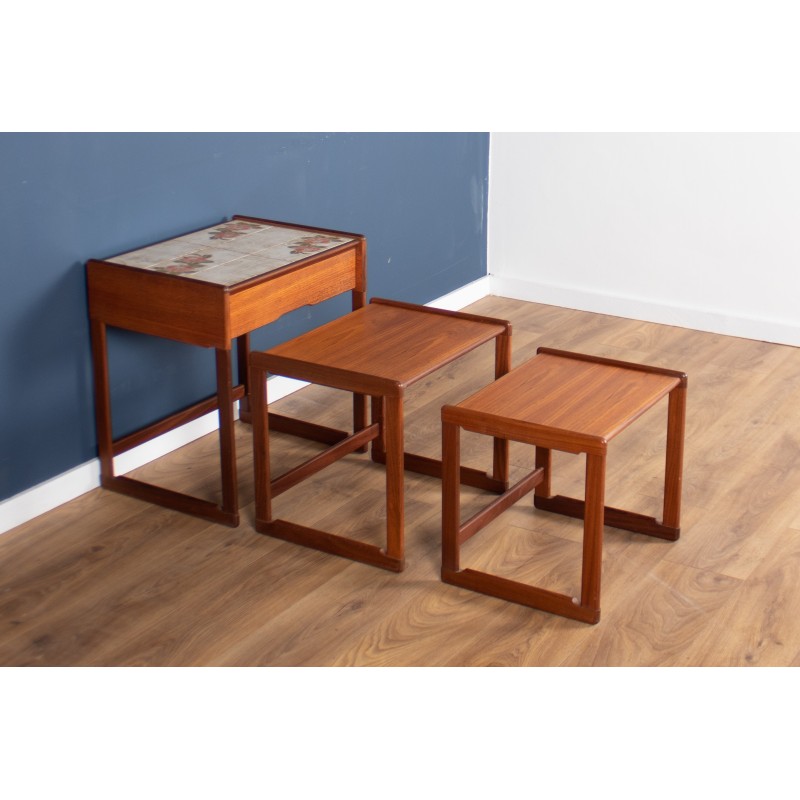 Vintage teak G Plan nesting tables with drawer, 1960s