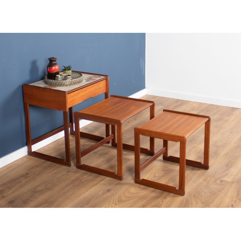 Vintage teak G Plan nesting tables with drawer, 1960s