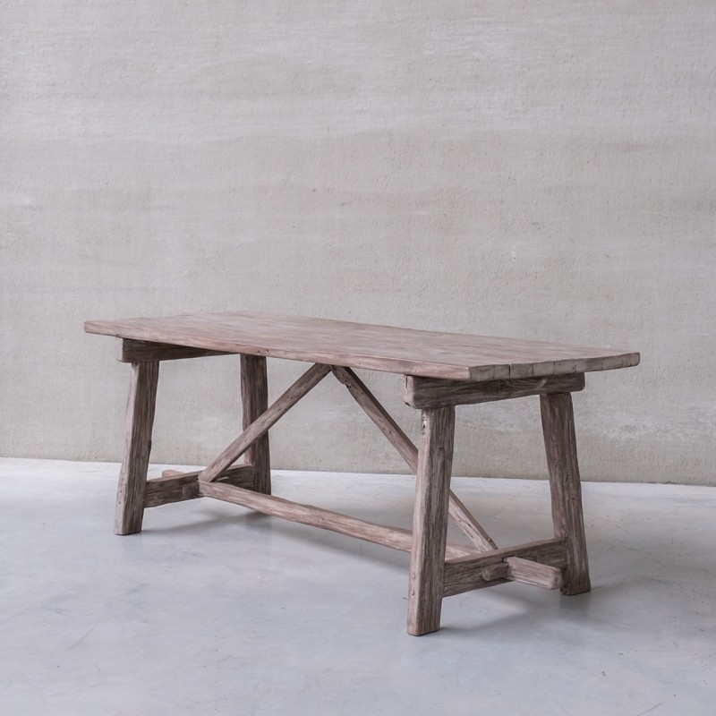 Vintage stained pine console table, Belgium 1920s