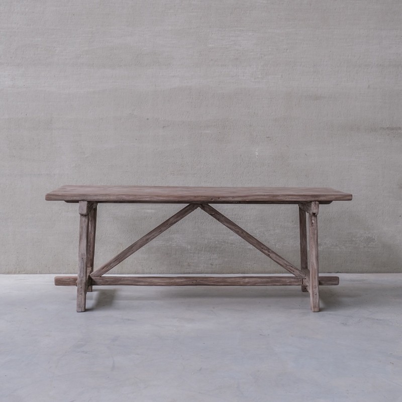 Vintage stained pine console table, Belgium 1920s