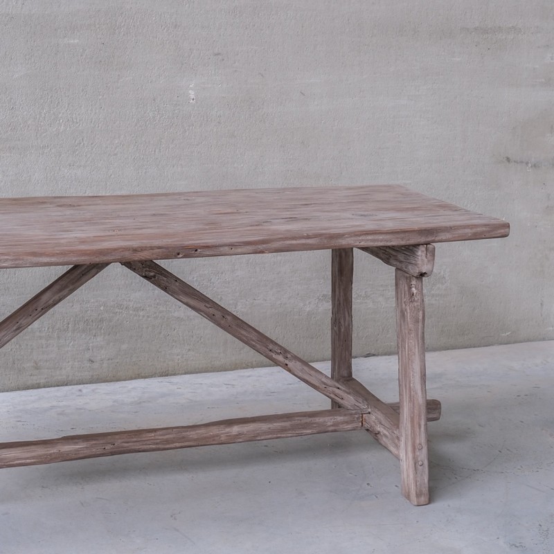 Vintage stained pine console table, Belgium 1920s