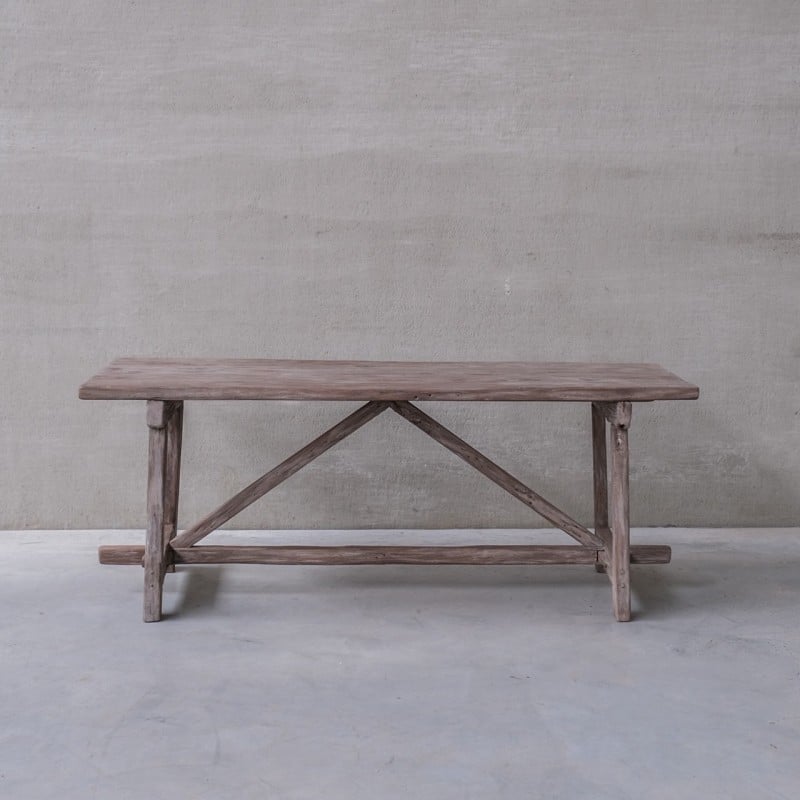 Vintage stained pine console table, Belgium 1920s