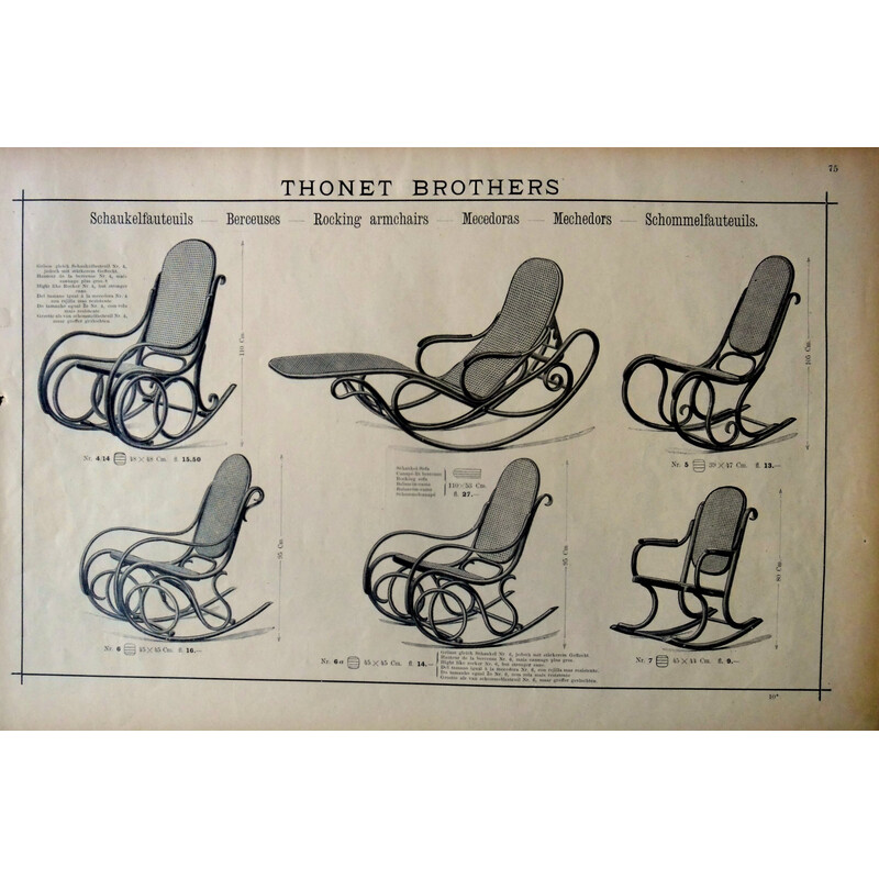 Sedia a dondolo Thonet vintage N°5, 1880