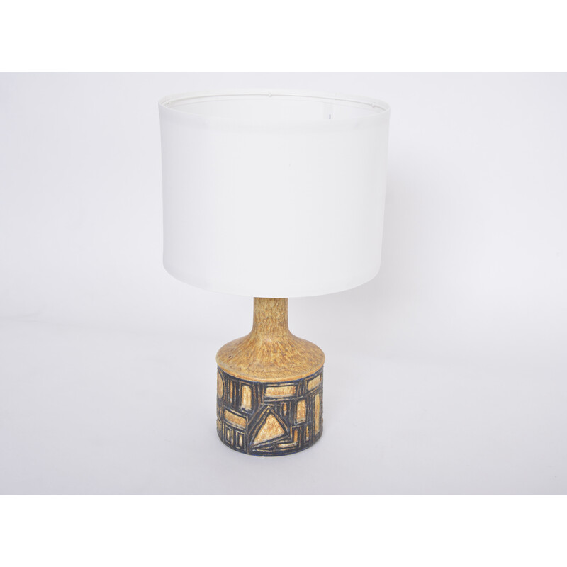 Vintage Danish yellow ceramic table lamp by Jette Hellerøe