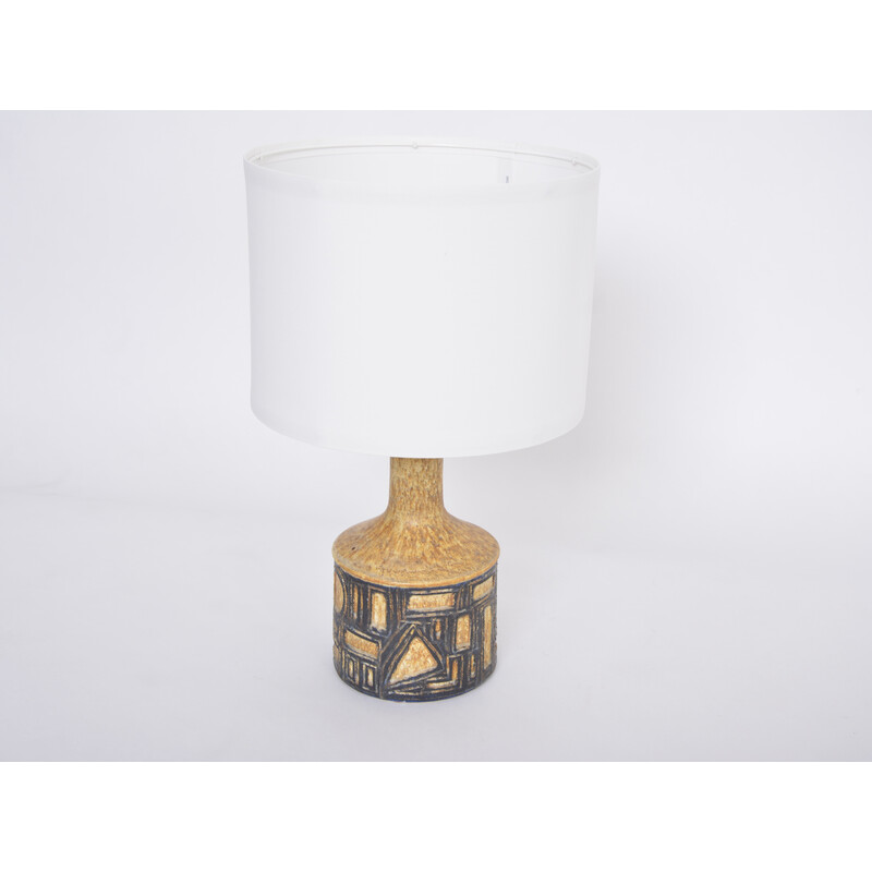Vintage Deense gele keramische tafellamp van Jette Hellerøe