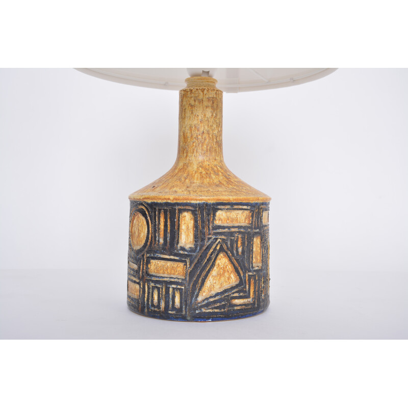 Lampada da tavolo danese vintage in ceramica gialla di Jette Hellerøe